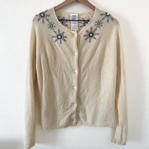 100% Lambswool Laura Ashley Cardigan with Snowflakes
